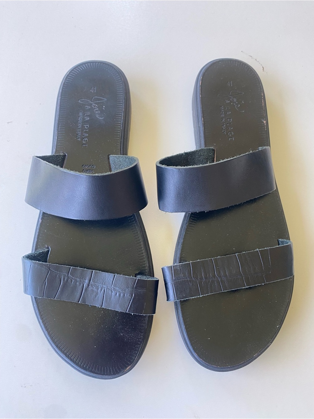 Joie A La Plage Black Leather Strap Sandals NEW Sz 41 $140